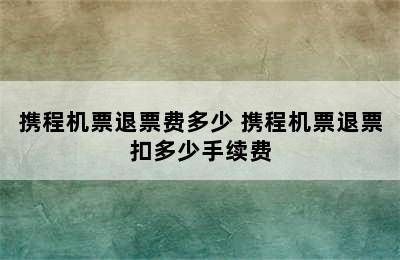 携程机票退票费多少 携程机票退票扣多少手续费